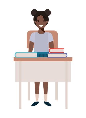 young student girl standing in school desk