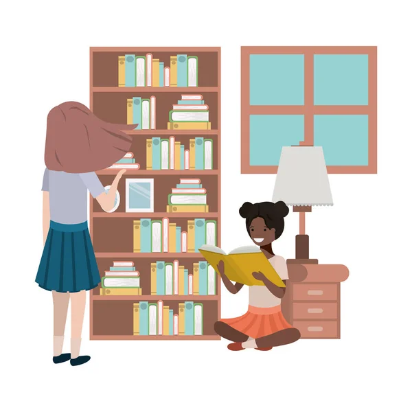 Frauen in der Bibliothek Avatarfigur — Stockvektor