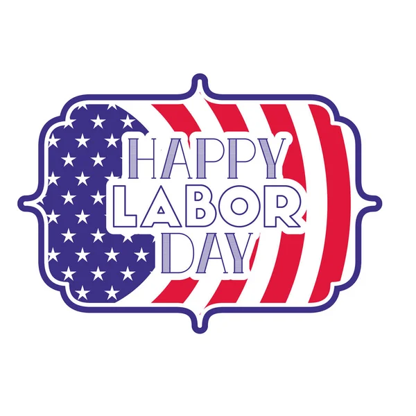 American shield happy labor day isolated icon — Stock Vector