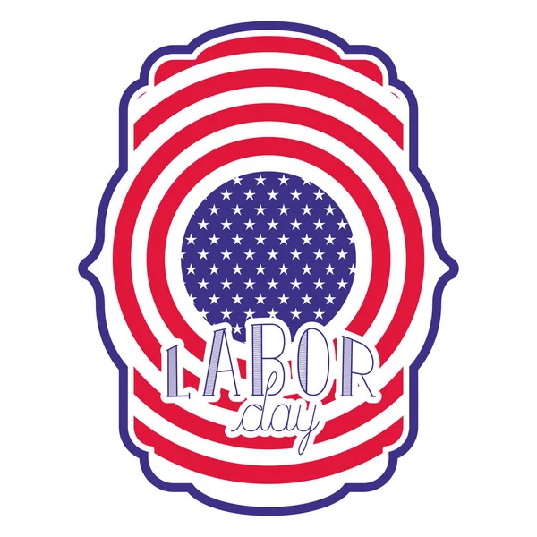 Escudo Americano Feliz Día Del Trabajo Aislado Icono Vector Ilustración — Vector de stock