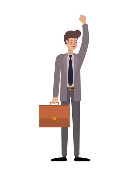 Man businessman with hand up avatar character — ストックベクタ
