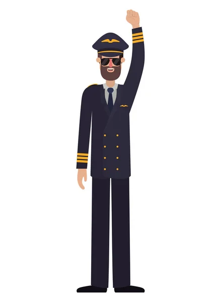 Uomo pilota con mano personaggio avatar — Vettoriale Stock