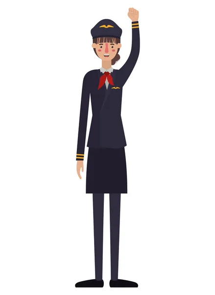 Giovane pilota donna con personaggio avatar mano — Vettoriale Stock