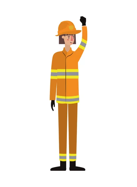Молода пожежна жінка з ручним аватаром — стоковий вектор