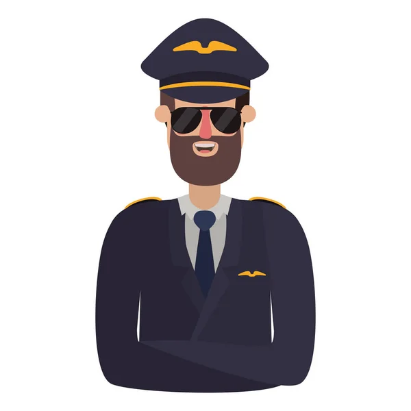 Giovane pilota con personaggio avatar barba — Vettoriale Stock