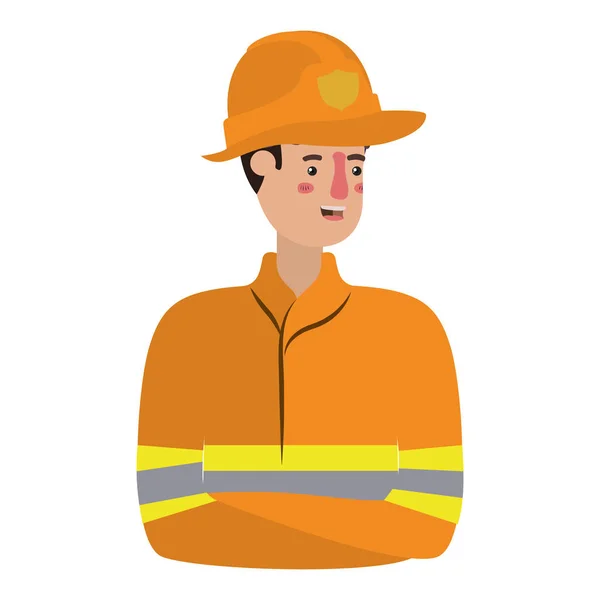 年轻的消防员头像字符 — 图库矢量图片