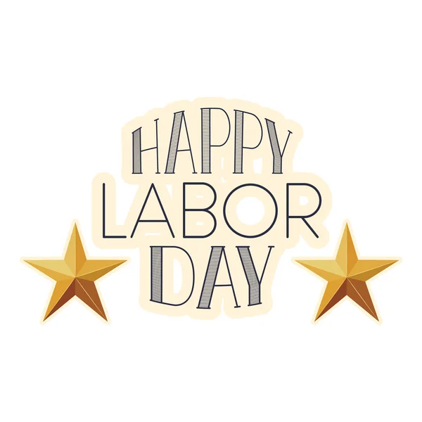 Happy labor day with star isolated icon — Stock Vector