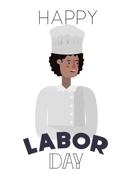 Joven chef celebrando el día del trabajo avatar carácter — Vector de stock