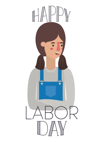 Mujer con delantal celebrando el día del trabajo avatar carácter — Vector de stock