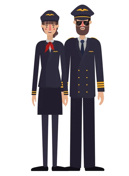 Couple of pilots avatar character — Διανυσματικό Αρχείο