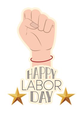 happy work day with hand isolated icon