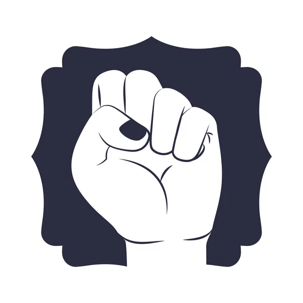 Hand in Hand Kampfsignal mit Emblem isoliert Symbol — Stockvektor