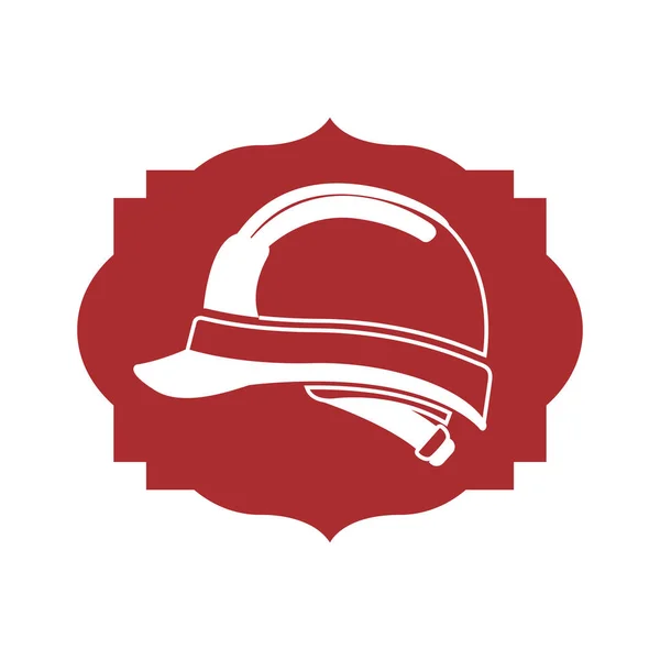 Lindo casco constructor con emblema icono aislado — Vector de stock