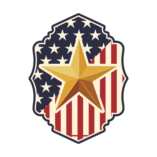 Shield with star united states flag icon — Stockvector