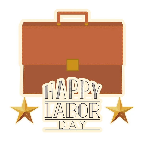 Happy labor day with briefcase isolated icon — 스톡 벡터