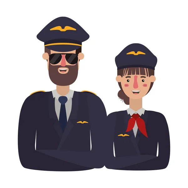 Couple of pilots avatar character — Διανυσματικό Αρχείο