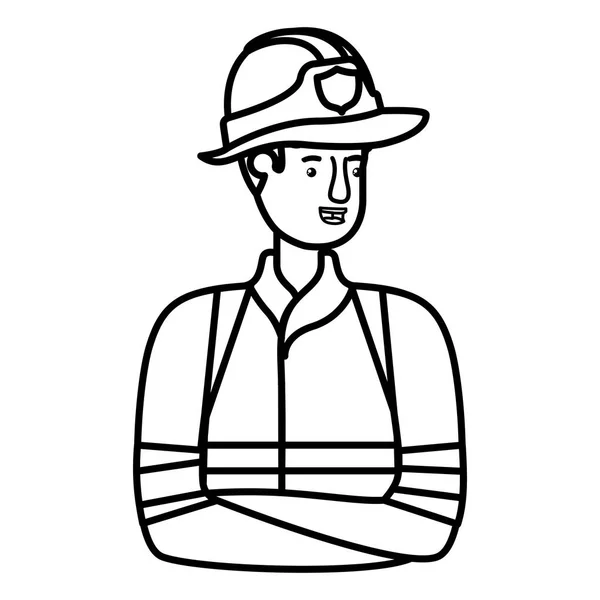 年轻的消防员头像字符 — 图库矢量图片