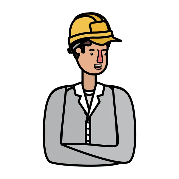 Young man builder avatar character — Stock Vector