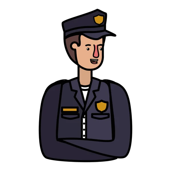 Jeune homme police avatar personnage — Image vectorielle