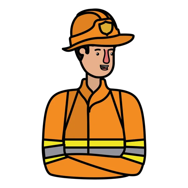 Giovane personaggio avatar pompiere — Vettoriale Stock