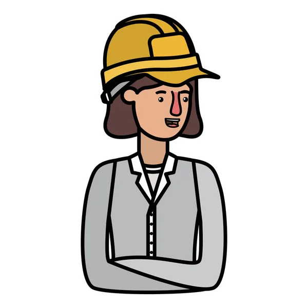 Young woman construction avatar character — 스톡 벡터