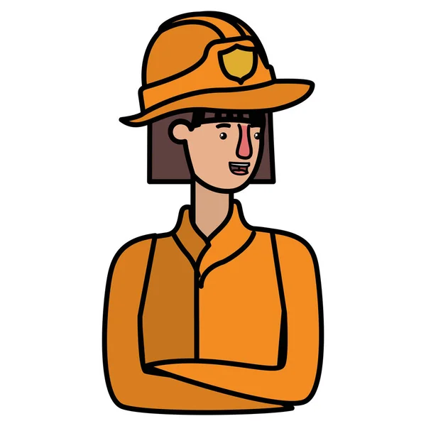 Молода пожежна жінка аватар персонаж — стоковий вектор