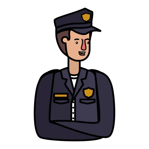 Young man police avatar character — Stock Vector