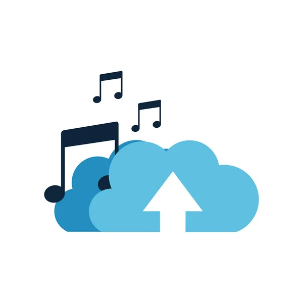 Descargar nube con objetos icono aislado — Vector de stock