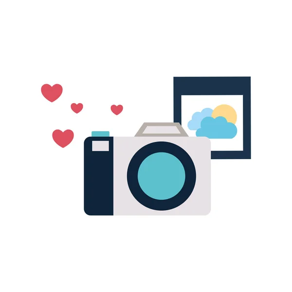 Caméra avec icônes ensemble icône isolée — Image vectorielle