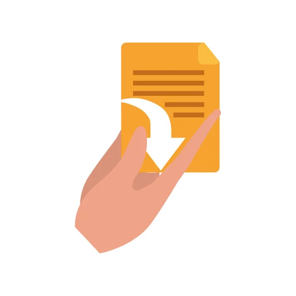 Hands with files isolated icon — Stock Vector