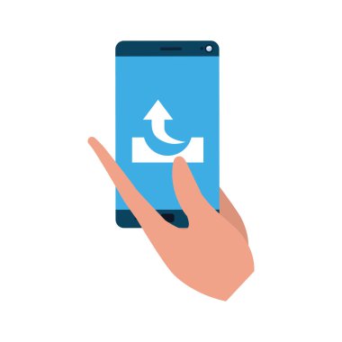 hands with smartphone isolated icon