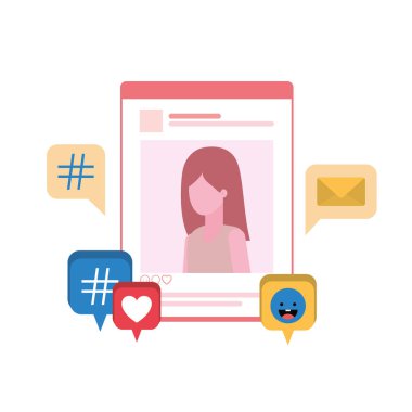 profil sosyal ağ kadınla konuşma balonu