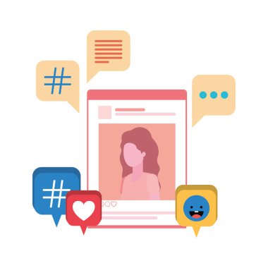 profil sosyal ağ kadınla konuşma balonu