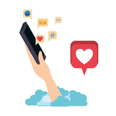 hands with smartphone isolated icon