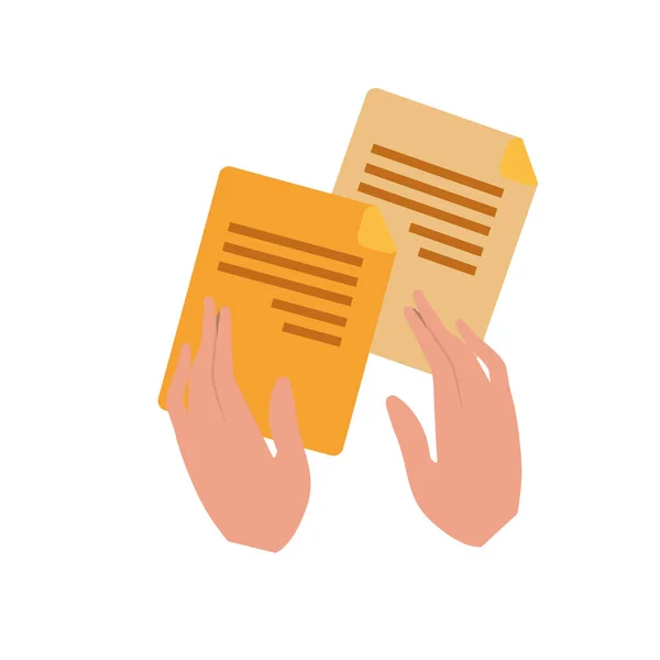 Hands with files isolated icon — Stock Vector