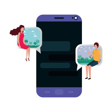 aygıt ekran avatar karakter oturan genç çiftle