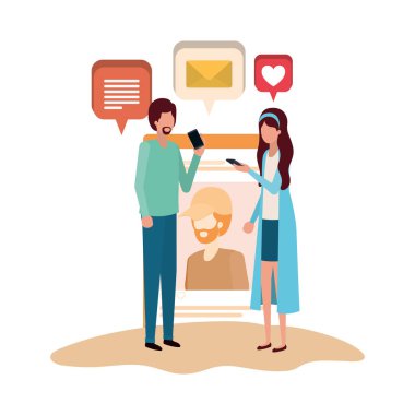 sosyal ağ profili avatar karakter ile çift