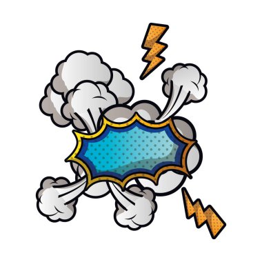 bulut ve gök gürültüsü izole simgesi olan konuşma balonu