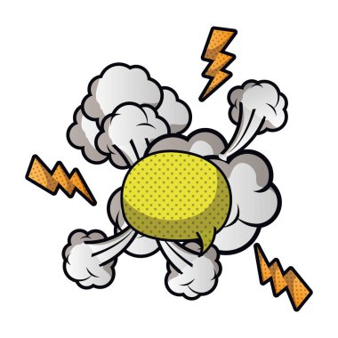 bulut ve gök gürültüsü izole simgesi olan konuşma balonu