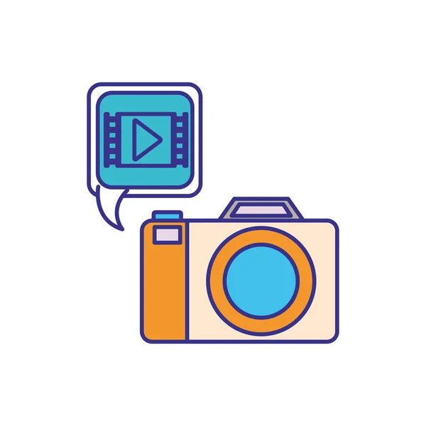 Camera met geïsoleerde pictogram set pictogrammen — Stockvector