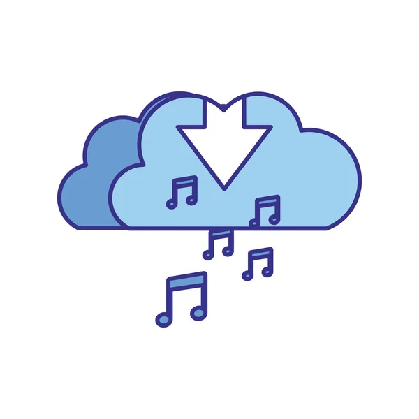 Descargar nube con objetos icono aislado — Vector de stock