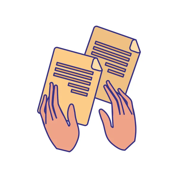 Hands with files isolated icon — 스톡 벡터