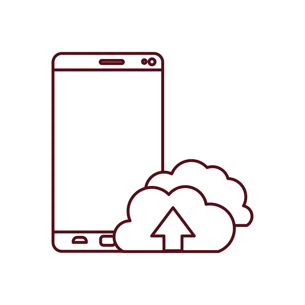 Smartphone scherm met cloud download geïsoleerde pictogram — Stockvector