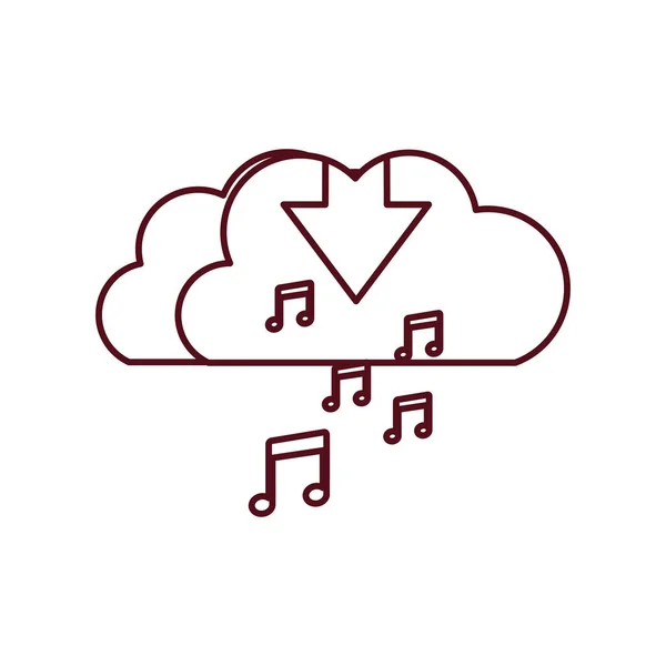 Download cloud with objects isolated icon — ストックベクタ