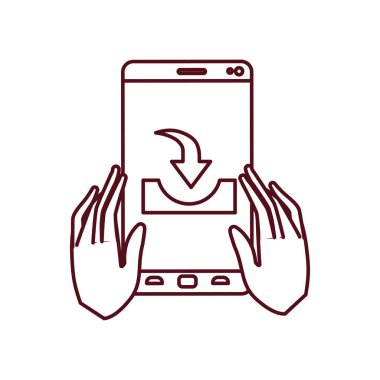 hands with smartphone isolated icon