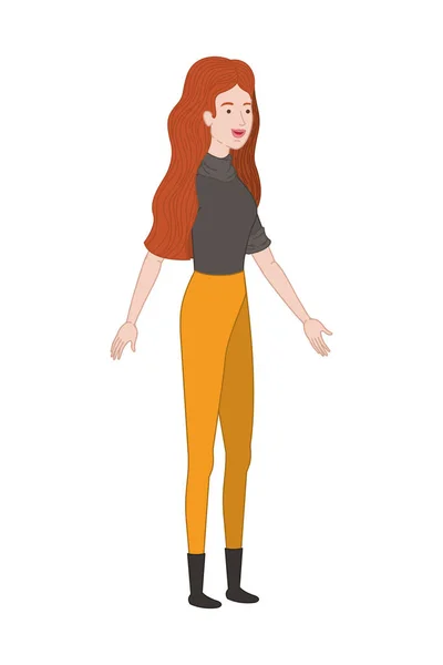 Νεαρή γυναίκα στέκεται avatar χαρακτήρα — Διανυσματικό Αρχείο