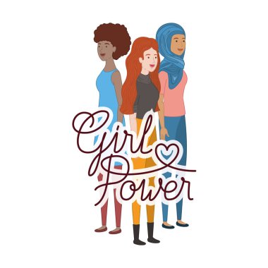 Kadınlar etiketi kız güç karakteri ile