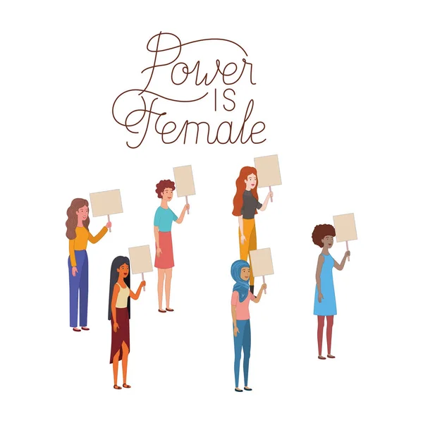 Women with label power is female avatar character — Stock Vector