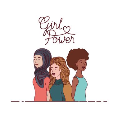 Kadınlar etiketi kız güç karakteri ile