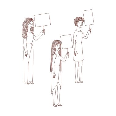 Kadınlar etiketi ahşap avatar karakter ile